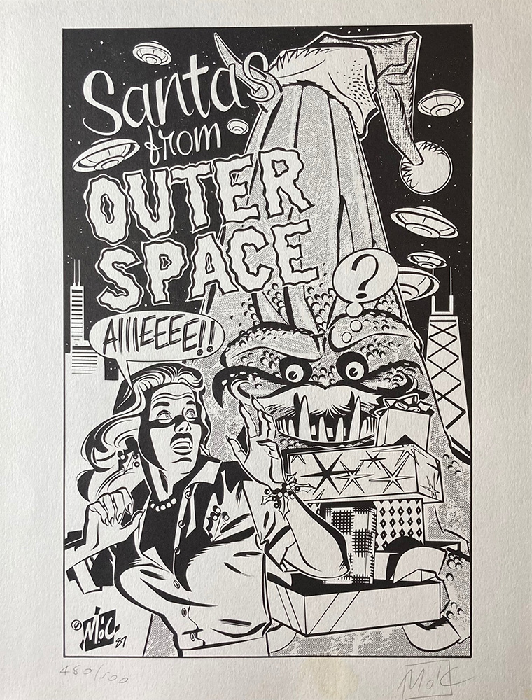 Santas From Outer Space (Limited Edition Print) (Signed) art by Mitch O'Connell Art at The Illustration Art Gallery