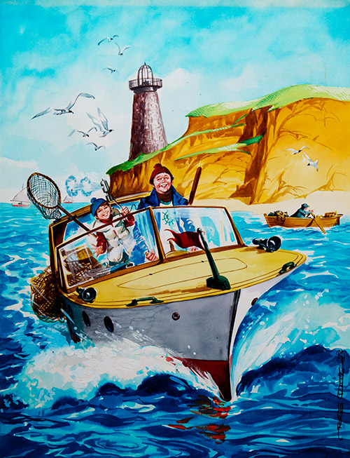 Sam's Grand Fishing Adventure (Original) (Signed) by Jose Ortiz at The Illustration Art Gallery