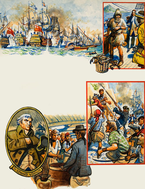 Scrapbook of the British Sailor: four scenes from history (Original) by Eric Parker at The Illustration Art Gallery