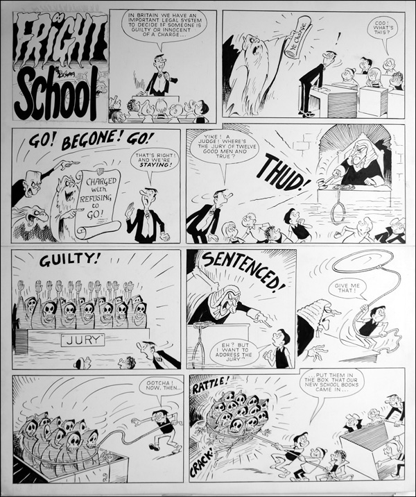 Fright School - Hanging Judge (TWO pages) (Originals) by Fright School (Parlett) at The Illustration Art Gallery