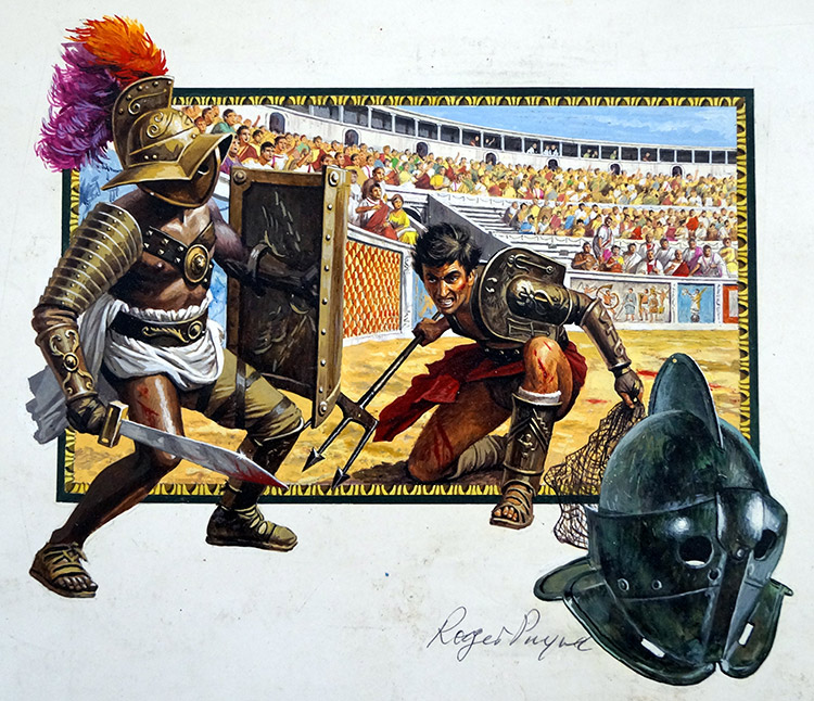 The Gladiators (Original) (Signed) by Ancient History (Payne) at The Illustration Art Gallery