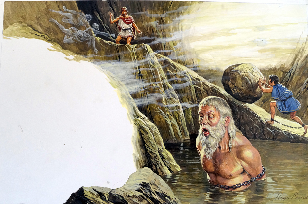 Myths and Legends: Sisyphus (Original) (Signed) art by Roger Payne Art at The Illustration Art Gallery