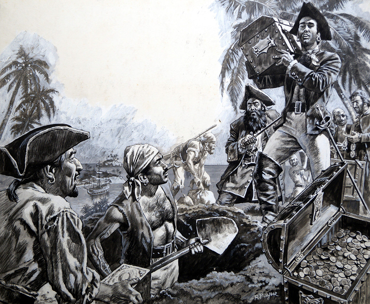 Blackbeard's Treasure (Original) (Signed) art by British History (Payne) Art at The Illustration Art Gallery