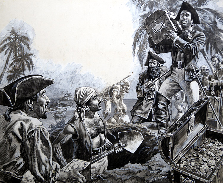 Blackbeard's Treasure (Original) (Signed) by British History (Payne) Art at The Illustration Art Gallery
