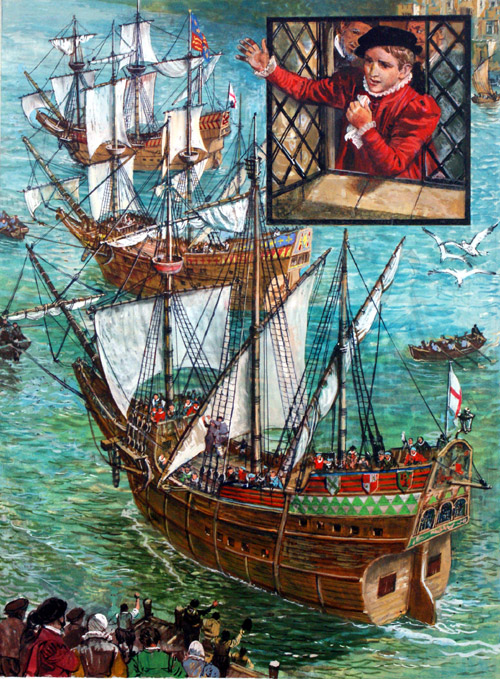 When Three Ships Set Sail (Original) by Ken Petts Art at The Illustration Art Gallery