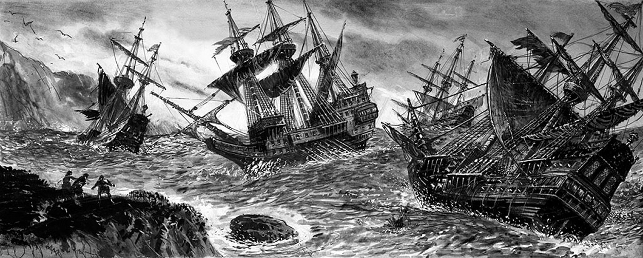 Wrecks of the Spanish Armada (Original) art by Ken Petts Art at The Illustration Art Gallery