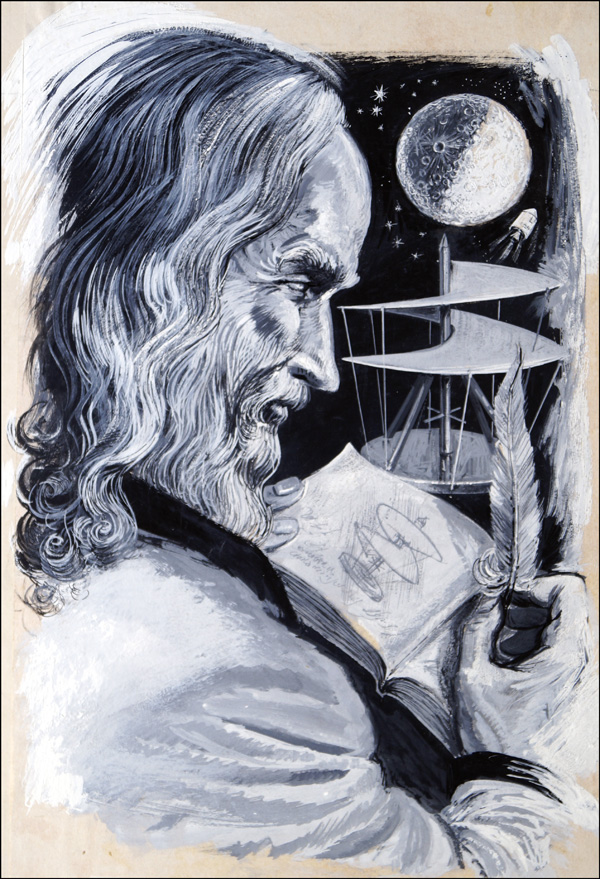 Leonardo da Vinci (Original) by Ken Petts Art at The Illustration Art Gallery