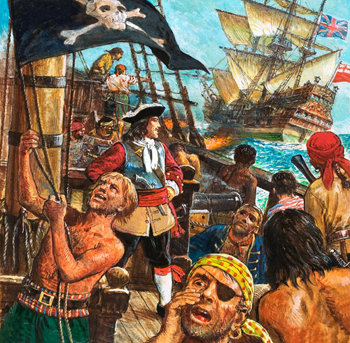 Captain Kidd - Privateer Or Pirate? (Original) by Ken Petts Art at The Illustration Art Gallery