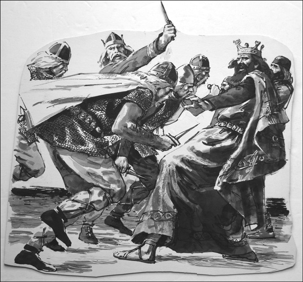 The Death of King Vortigern (Original) by Ken Petts at The Illustration Art Gallery