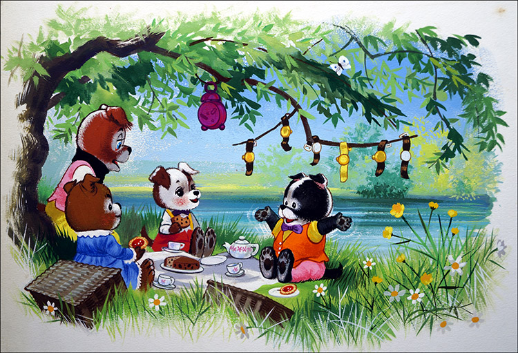 Jolly Dogs Picnic Time (Original) by Jolly Dogs (William Francis Phillipps) at The Illustration Art Gallery