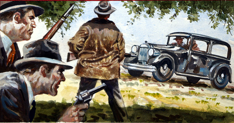 The End of Bonnie and Clyde (Original) by Edwin Phillips at The Illustration Art Gallery