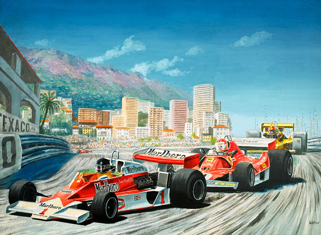 James Hunt (Original) (Signed) art by Wilfred Plowman Art at The Illustration Art Gallery