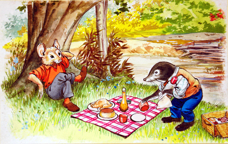 Wind In The Willows: Ratty and Mole's Picnic (Original) by Wind in the Willows (Nadir Quinto) at The Illustration Art Gallery