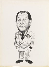 Large Cartoon of Anthony Crosland with Flower in Lapel (Original)