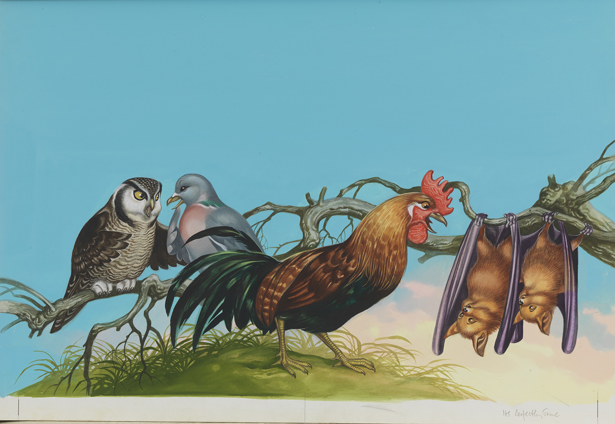 Cockerel and Bats (Original) art by More Children's Stories (Ron Embleton) at The Illustration Art Gallery