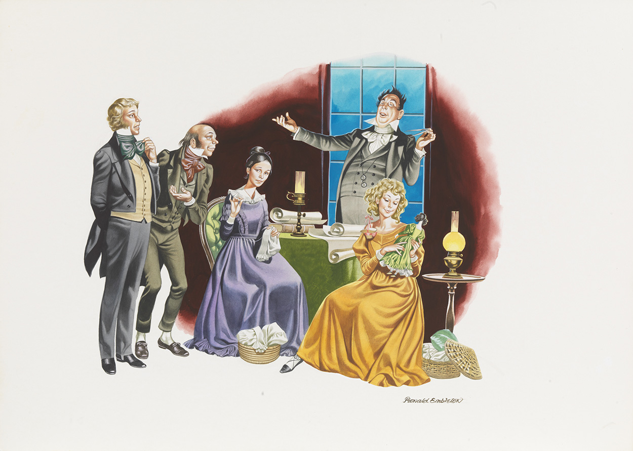 Martin Chuzzlewit - Embroidery (Original) (Signed) art by Charles Dickens (Ron Embleton) at The Illustration Art Gallery