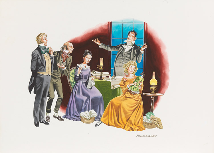 Martin Chuzzlewit - Embroidery (Original) (Signed) by Charles Dickens (Ron Embleton) at The Illustration Art Gallery