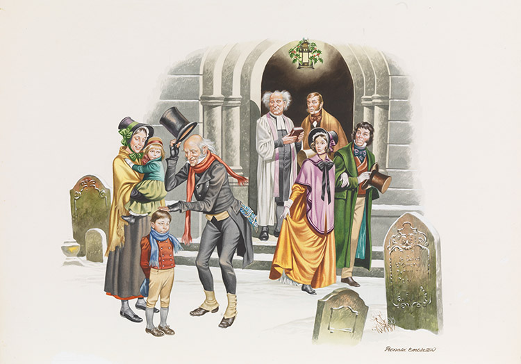 A Christmas Carol: After the Church Service (Original) (Signed) by Charles Dickens (Ron Embleton) at The Illustration Art Gallery