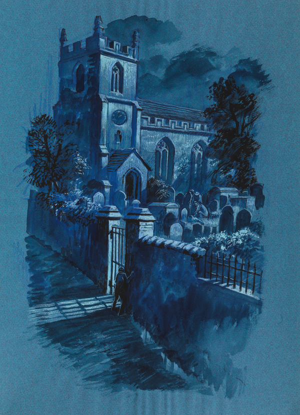 A Tale of Two Cities - in the grave yard (Original) by Charles Dickens (Ron Embleton) at The Illustration Art Gallery