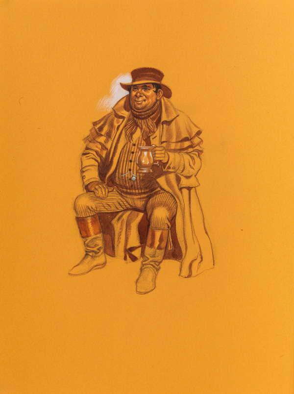 Pickwick Papers - Mr Pickwick Aglow (Original) by Charles Dickens (Ron Embleton) at The Illustration Art Gallery