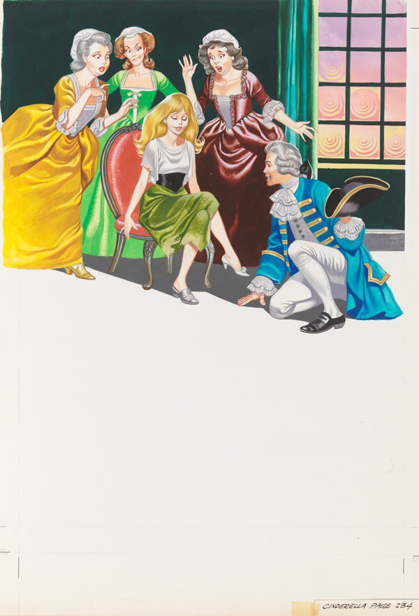 Cinderella Tries on the Glass Slipper (Original) by Cinderella (Ron Embleton) at The Illustration Art Gallery
