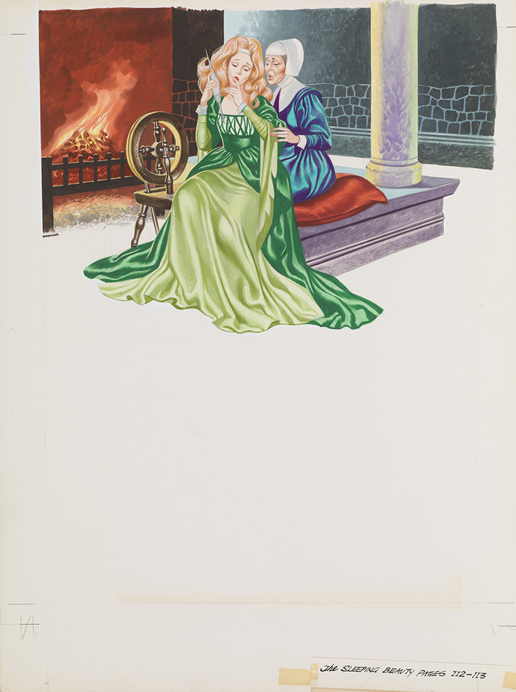 Sleeping Beauty pricks her finger (Original) art by Sleeping Beauty (Ron Embleton) at The Illustration Art Gallery