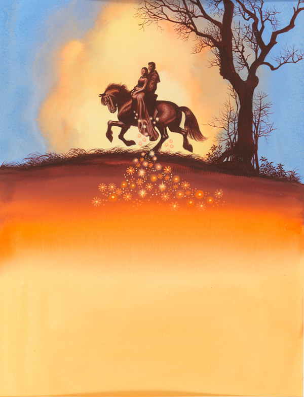 Horse with Two Riders - Sunset (Original) by More Children's Stories (Ron Embleton) at The Illustration Art Gallery