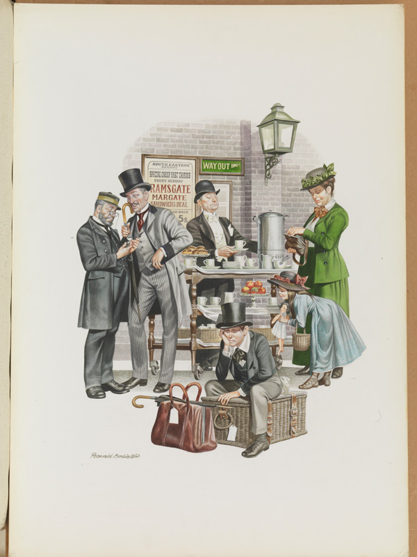 At the Station (Original) (Signed) by Victorian and Edwardian Britain (Ron Embleton) at The Illustration Art Gallery