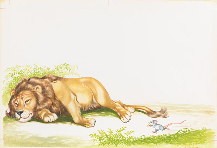 The Lion and the Mouse: Mouse Asks for Help (Original) by Aesop's Fables (Ron Embleton) at The Illustration Art Gallery