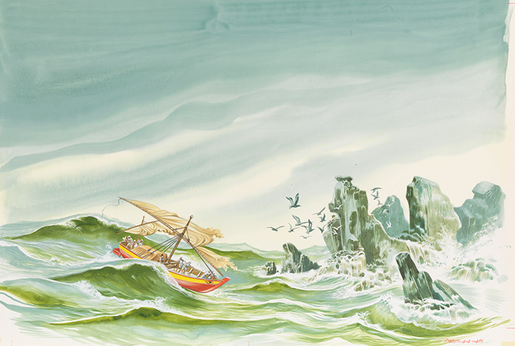 Sinbad the Sailor - Stormy Seas (Original) by Sinbad the Sailor (Ron Embleton) at The Illustration Art Gallery