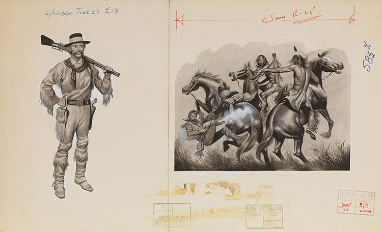 Cowboy/Cowboy and Indians (Original) by The Winning of the West (Ron Embleton) at The Illustration Art Gallery