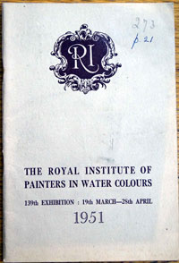 The Royal Institute of Painters in Water Colours (Exhibition Catalogue 1951) at The Book Palace