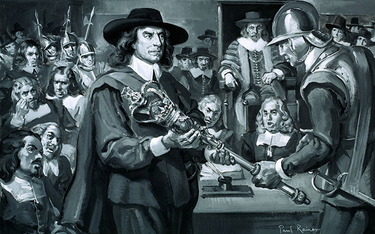 Oliver Cromwell and the Long Parliament (Original) (Signed) by Paul Rainer at The Illustration Art Gallery