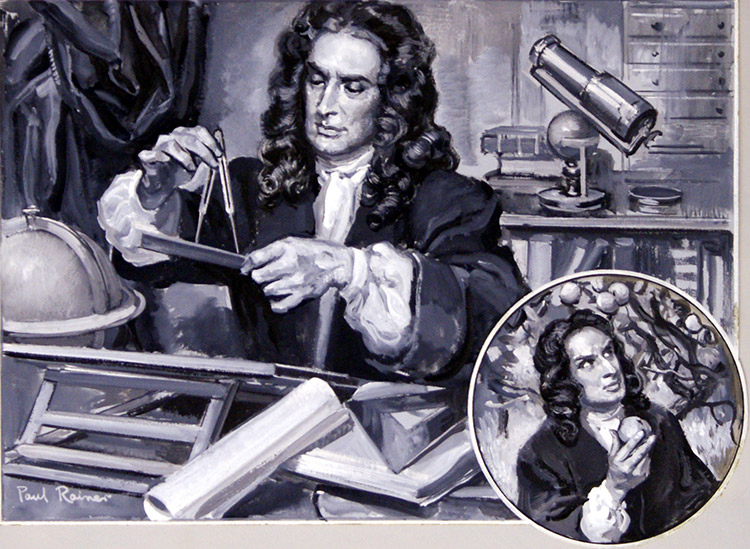 Sir Isaac Newton - The Genius of Grantham (Original) (Signed) by Paul Rainer at The Illustration Art Gallery