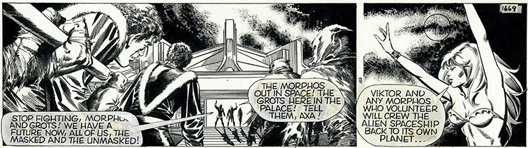 Axa daily strip 1669 - The Unmasked (Original) (Signed) by Axa (Romero) Art at The Illustration Art Gallery