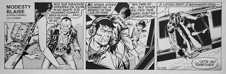 Modesty Blaise daily strip 10022 - The Killing Game (Original) (Signed) by Modesty Blaise (Romero) Art at The Illustration Art Gallery