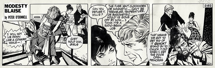 Modesty Blaise daily strip 2182 - Defusing the Bomb (Original) (Signed) by Modesty Blaise (Romero) Art at The Illustration Art Gallery