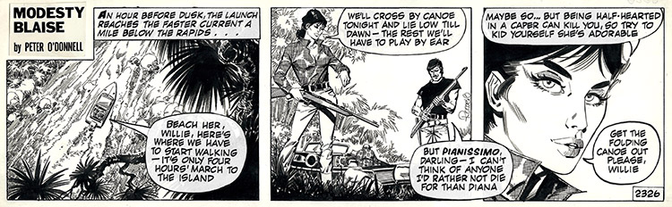 Modesty Blaise strip 2326 - The Green Eyed Monster (Original) (Signed) by Modesty Blaise (Romero) Art at The Illustration Art Gallery