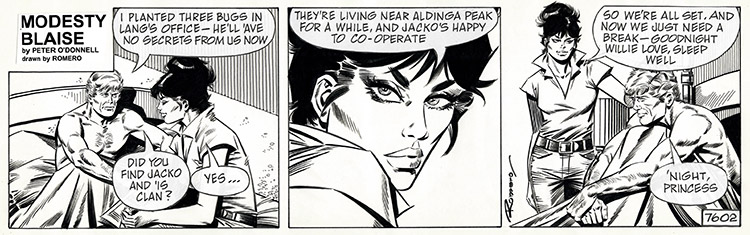 Modesty Blaise daily strip 7602 - Walk-About (Original) (Signed) by Modesty Blaise (Romero) Art at The Illustration Art Gallery