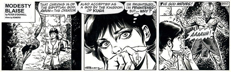 Modesty Blaise daily strip #9330 - Modesty's Nightmare (Original) (Signed) by Modesty Blaise (Romero) Art at The Illustration Art Gallery