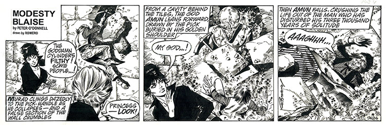 Modesty Blaise daily strip #9424 - The God Amun (Original) (Signed) by Modesty Blaise (Romero) Art at The Illustration Art Gallery