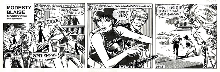 Modesty Blaise daily strip 9943 - Dropping Like Flies (Original) by Modesty Blaise (Romero) Art at The Illustration Art Gallery