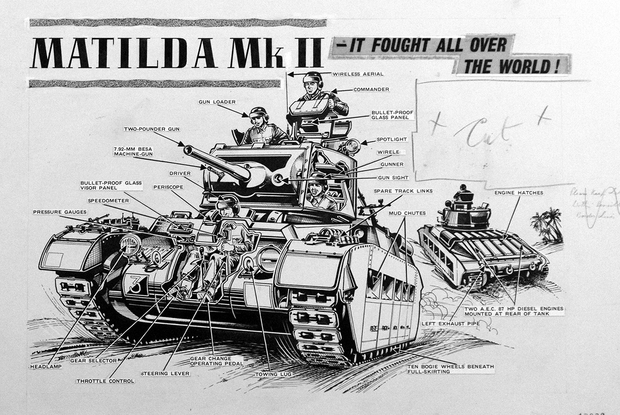 Matilda Mk II Tank (Original) art by Peter Sarson Art at The Illustration Art Gallery