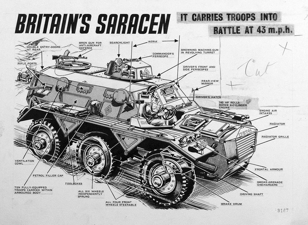 Saracen Armoured Personnel Carrier (Original) art by Peter Sarson at The Illustration Art Gallery