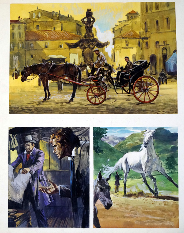 Horses and Carriage (Original) by Eustaquio Segrelles Art at The Illustration Art Gallery