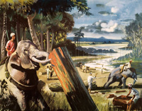 Elephant in a Burmese teak forest (Original Macmillan Poster) (Print)