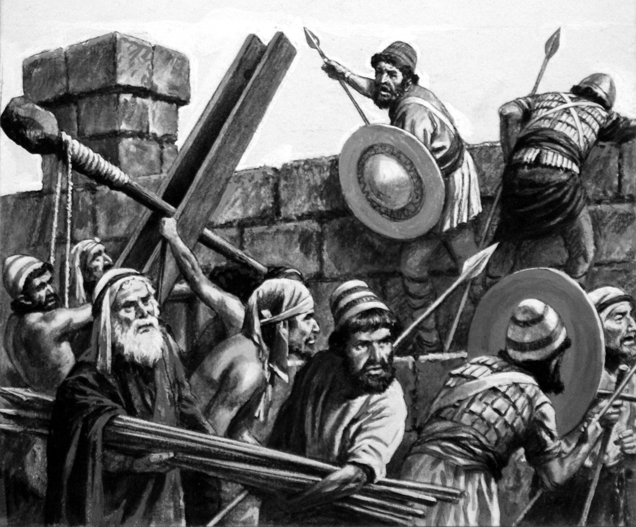 Nehemiah Defending the Walls of Jerusalem (Original) art by The Bible (Uptton) at The Illustration Art Gallery