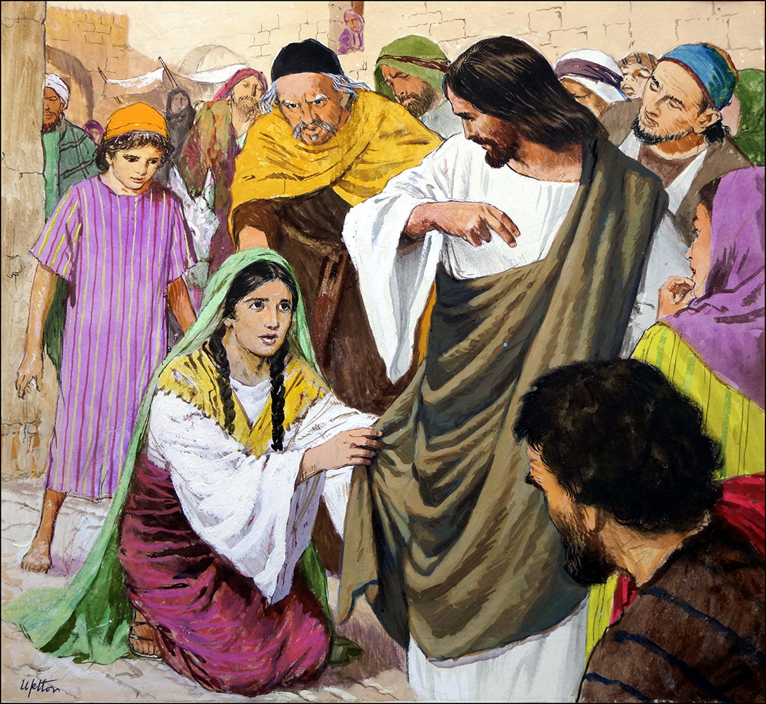 Miracle of the Bleeding Woman (Original) (Signed) art by The Bible (Uptton) at The Illustration Art Gallery