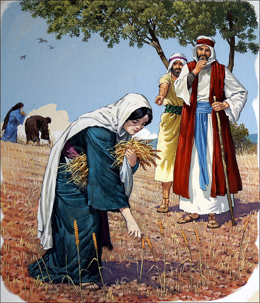 Ruth Gathers Corn in Boaz Field (Original) art by The Bible (Uptton) at The Illustration Art Gallery