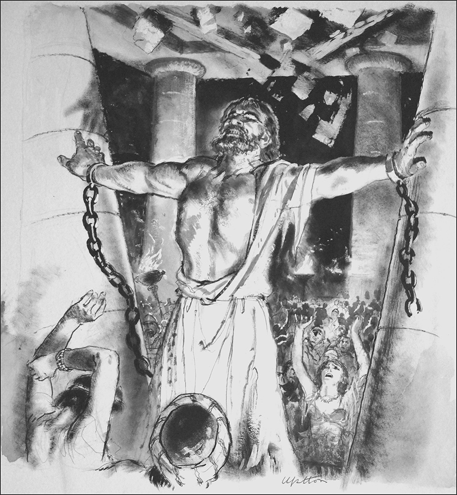Samson In The Temple (Original) (Signed) art by The Bible (Uptton) at The Illustration Art Gallery